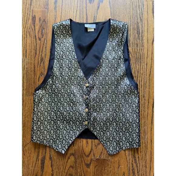 Vintage Unisex Gold Shimmer Paisley Vest SteamPunk WhimsyGoth Costume Cosplay - Picture 6 of 11